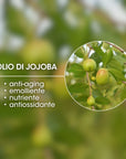 olio di jojoba con didascalia